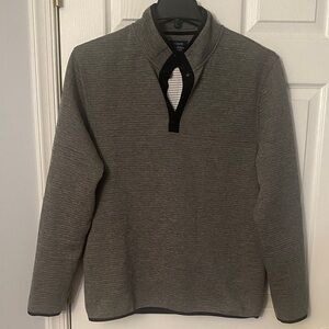J. Crew Gray Men’s Snap -Up Knit Sweater with Black Trim